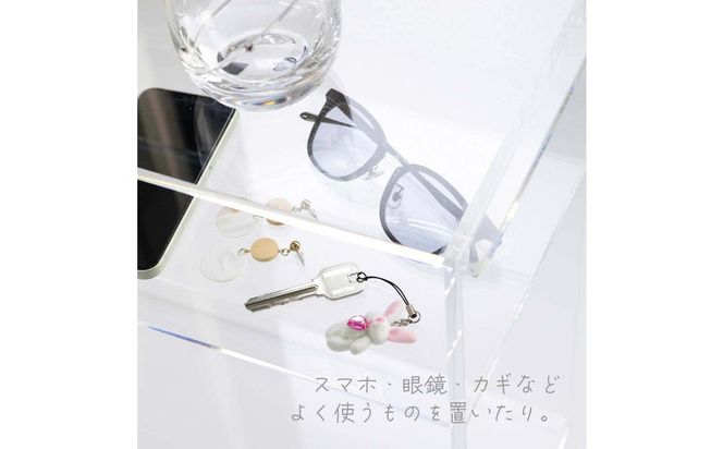 棚付きアクリルサイドテーブル　1台　川崎市自社工場一貫生産品 141305_MH13