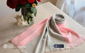 G3331 『Noble Fibre』100％カシミヤ・マフラー 桜色インターシャ【高級 カシミア おしゃれ ファッション 防寒 かしみあ】