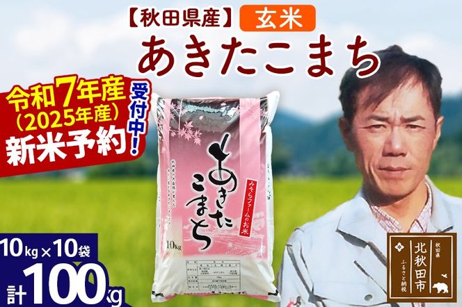 ※令和7年産 新米予約※秋田県産 あきたこまち 100kg【玄米】(10kg袋)【1回のみお届け】2025年産 お米 みそらファーム|msrf-21701