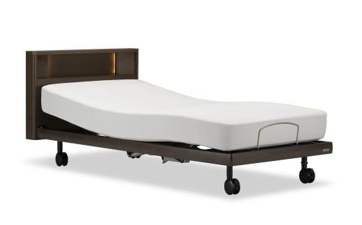 フランスベッド電動リクライニングGS-03C（2モーター：背上げ・脚上げ／3モーター：背上げ・脚上げ・上下昇降）脚付きタイプ／キャスタータイプ　マットレス・手すり付き（シングル）