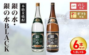 【本格麦焼酎】銀の水・銀の水BLACK 1.8L 6本セット N076-YF100