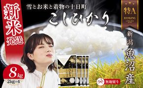 【令和8年産 新米】 無地のし 新潟県 魚沼産 コシヒカリ お米 8kg  (2kg×4袋) 精米済み お米 こめ 白米  こしひかり 送料無料 魚沼 十日町