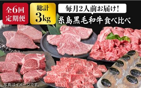 【全6回定期便】 糸島 黒毛和牛 食べ比べ セット 2人前 約3kg 糸島 / 糸島ミートデリ工房 [ACA110] 黒毛 和牛 ヒレ サーロイン 定期 ステーキ 焼肉 BBQ すき焼 しゃぶしゃぶ
