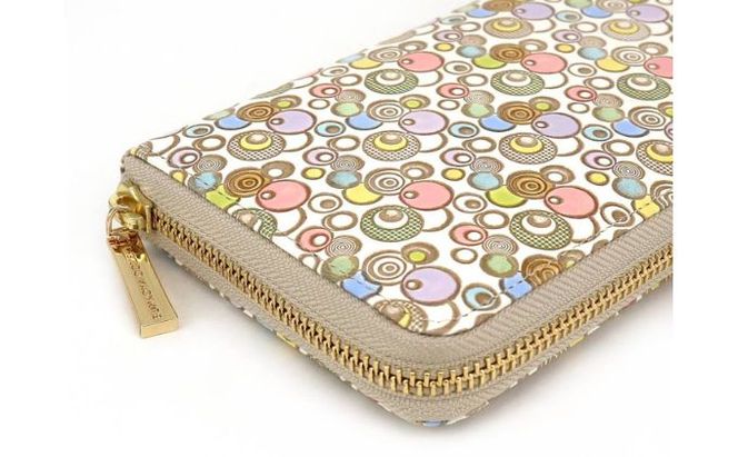 【文庫屋大関】 大容量　ぐるっとファスナーの長財布　ポッピンソーダ【皮革工芸品】 ファッション小物 民芸品 