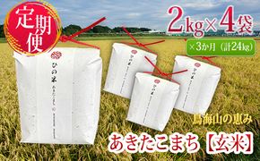 米 お米 《定期便》8kg×3ヶ月 秋田県産 あきたこまち 玄米 2kg×4袋 神宿る里の米「ひの米」（お米 小分け）