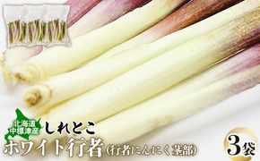 行者にんにく ホワイト行者 茎部 3袋 オンライン 申請 ふるさと納税 北海道 中標津 行者ニンニク 幻の山菜 山菜 山の幸 野菜 疲労回復 健康効果 長寿 体力増強 ダイエット効果 揚げ物 炒め物 醤油漬け おかず 冷凍 長期保存可能 中標津町【20012】