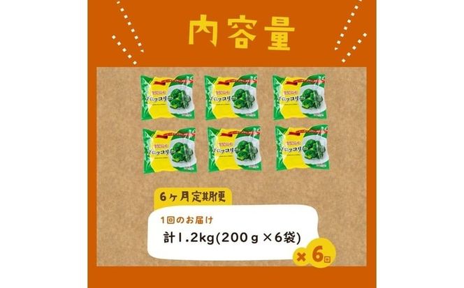 【定期便 全6回】鹿児島県産 冷凍ブロッコリー＜計7.2kg＞(200g×6袋×6ヶ月) t0060-016