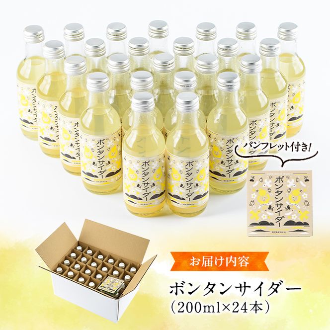 ボンタンサイダー(24本) 一つ一つ手作業で皮を剥き、果汁をしぼり仕上げました！ぼんたん ボンタン 文旦 サイダー ジュース 飲み物 飲料 果汁 フルーツ 果物 炭酸【ボンタンプロジェクト】akn055-02