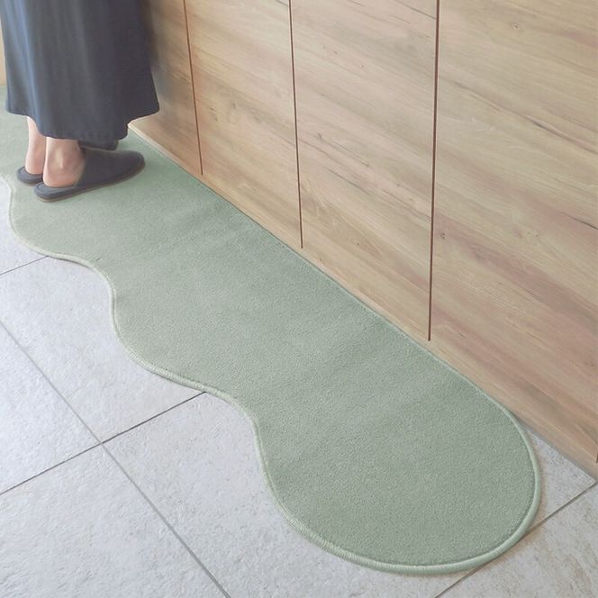 diw0003 北欧風キッチンマット ラグマットタイプ 45×150cm ピーナッツ型 アッシュミント 抗菌防臭 SEK 織人しきもの屋工房