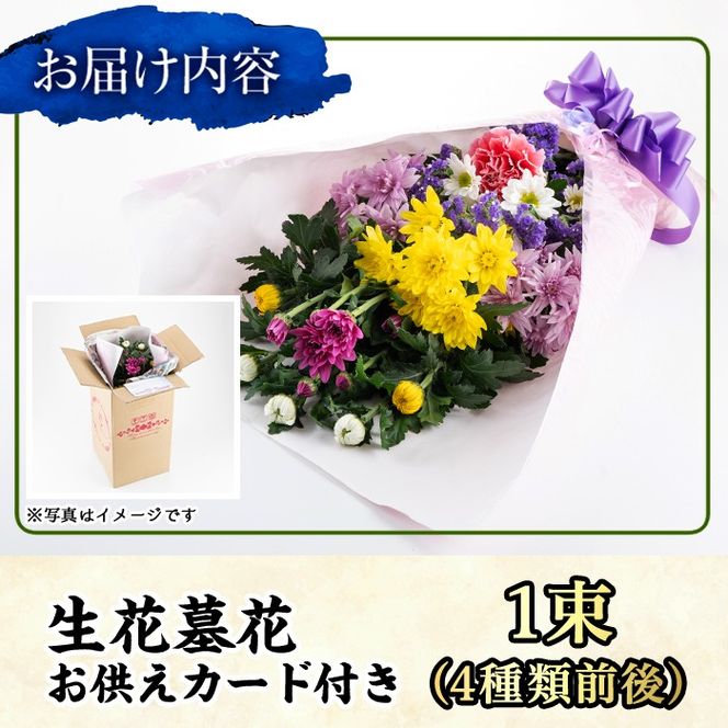 【0125904a】御命日やお盆お彼岸の生花(4種類前後・お供えカード付)花 花束 フラワー 墓花 お盆 お彼岸 大菊【東串良物産館ルピノンの里】