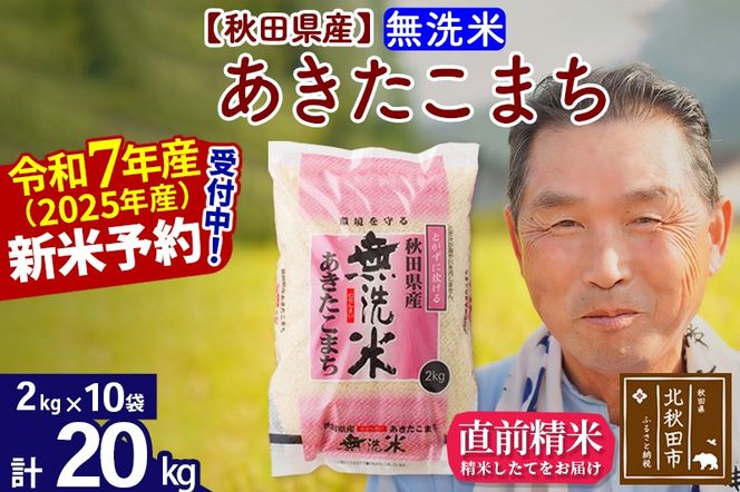 令和7年産秋田県産 あきたこまち 20kg【無洗米】(2kg小分け袋)【1回のみお届け】2025年産 お届け時期選べる お米 おおもり [おおもり 秋田 お米 あきたこまち 米どころ 東北 北秋田市]|oomr-30801