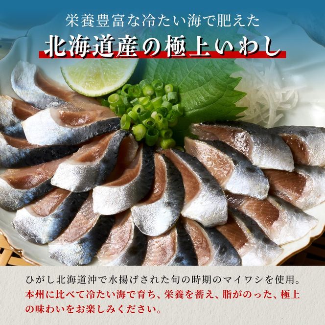 北海道産「刺身いわし」【20枚×4パック（40尾分）】