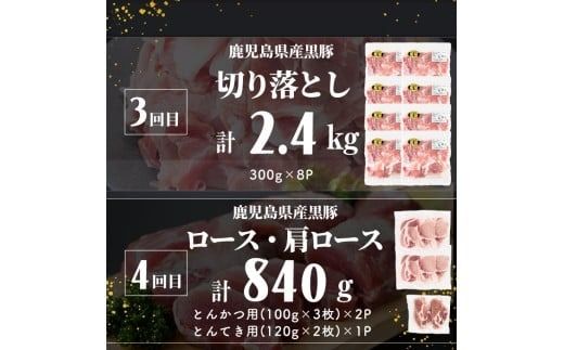 【定期便全4回】 鹿児島県産黒豚の満喫定期便(計5.1kg) t0058-004