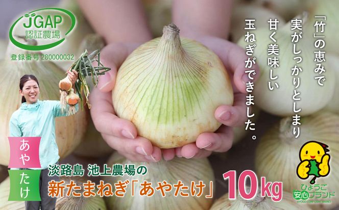 【新たまねぎ】淡路島　池上農場の「あやたけ」10kg【発送時期：2026年3月下旬～5月頃】　[新玉ねぎ]
