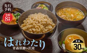 先行予約 令和8年産 はれわたり 玄米 30kg [H.GREENWORK] 青森県 鰺ヶ沢産 / お米 こめ おこめ ごはん 特A 評価 大容量 備蓄 健康 津軽