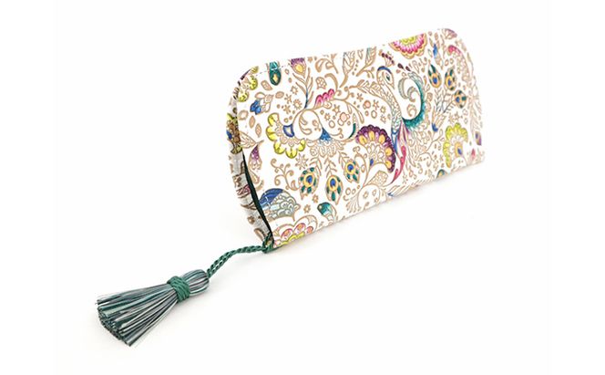 【文庫屋大関】メガネケース　孔雀【皮革工芸品】 ファッション小物 民芸品 