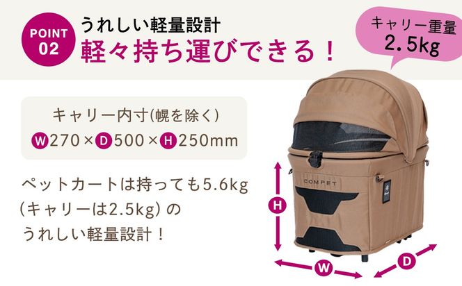 ＼選べるカラー／【コンビ】コムペット ミリミリ キャリー（マウナケアブラウン / グリーンアメジスト / カイルアベージュ）119511 119517 119518 combi コンビ キャリー単体使用可能 軽量コンパクト 軽量 通気性 清潔 コンパクト収納 簡単収納ペットカート 2WAY 犬用カート 犬用バギー ペットキャリー 4輪タイプ ペットカート折り畳み可能 折り畳み式 小型犬 中型犬 多頭 耐荷重15kg