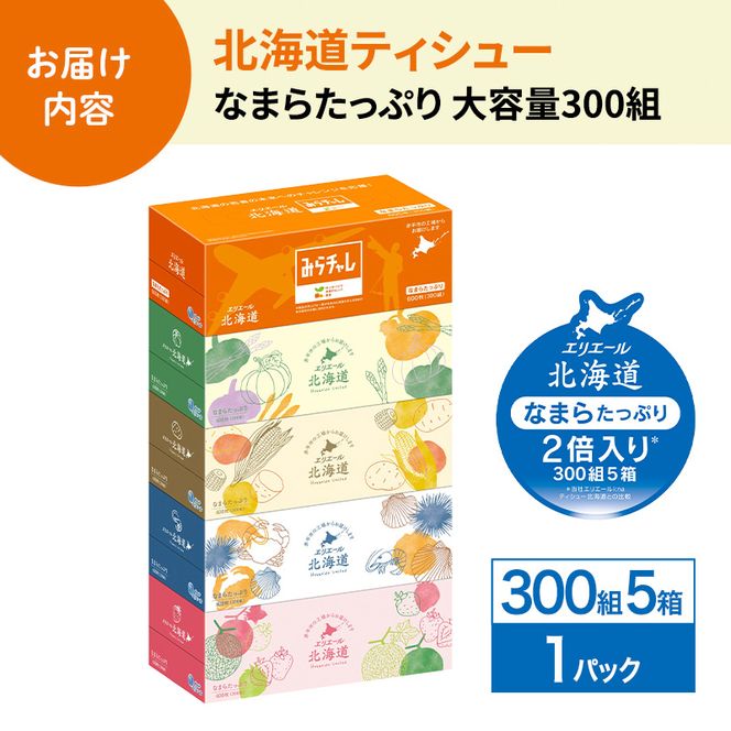 エリエール 北海道ティシュー 300組 5箱×1パック なまらたっぷり 大容量 最短 10日以内 最短配送 ボックスティシュー 箱ティッシュ まとめ買い ペーパー 紙 防災 常備品 消耗品 備蓄 日用品 生活必需品 北海道 赤平市
