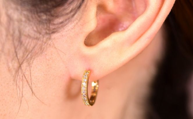 K18ダイヤハーフエタニティミル打ち中折れバネ式ピアス0.3ct　A4727 260-007