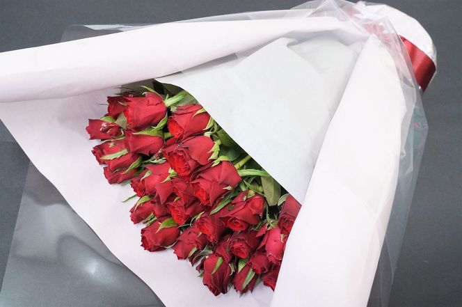 【ラッピング付】生花 オレンジ バラの花束 30本 日付指定可能 薔薇 ローズ ギフト プレゼント ラッピング インテリア お花 フラワー H193-034