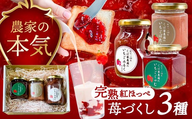 いちごジャム いちごバター いちごミルクの素 いちご尽くしセット 果物 フルーツ 紅ほっぺ 愛西市 / くぼ苺農園 【配達不可：離島】[AECJ021]