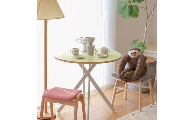 ＆FREL AXカフェテーブル 天板 ライムグリーン ミントブルー 直径80cm x 高さ72cm 選べる天板　国産家具 組立簡単 家具 机 テーブル インテリア ※離島への配送不可