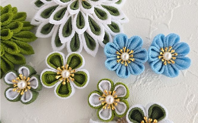 【つまみ細工の髪飾り　ふるさと納税限定配色】10点セット《築上町》【恋桜】　成人式　七五三　結婚式　卒業式　前撮り[ABEK003]