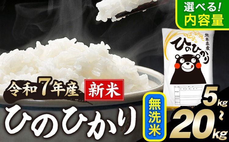 新米 令和7年産 ひのひかり 無洗米 5kg 10kg 15kg 20kg [10月中旬-12月末頃出荷] 精米 無洗米 熊本県産(南阿蘇村産含む) 単一原料米 南阿蘇村---mna_hn7_bc1012_12500_5kg_m---