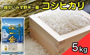 【R7年度産米】越中いみず野米一番 5kg（コシヒカリ）｜米 お米 令和7年産米 ブランド米 銘柄米 等級検査 1等米 こめ 5キロ 送風乾燥 色彩選別 低温貯蔵 白米 小分け 送料無料 富山県産 射水市産 ※2025年9月中旬～2026年8月下旬頃に順次発送予定