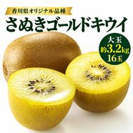キウイフルーツ さぬきゴールド 香川県産 小豆島 国産 約3.2kg 16玉 5L～4Lサイズ 大玉 黄金色 甘い 酸味が少ない ゴールドキウイ キウイ 果物 フルーツ 果実 スムージー ヨーグルト ギフト 贈答用 五色青果 香川 土庄 香川県 土庄町