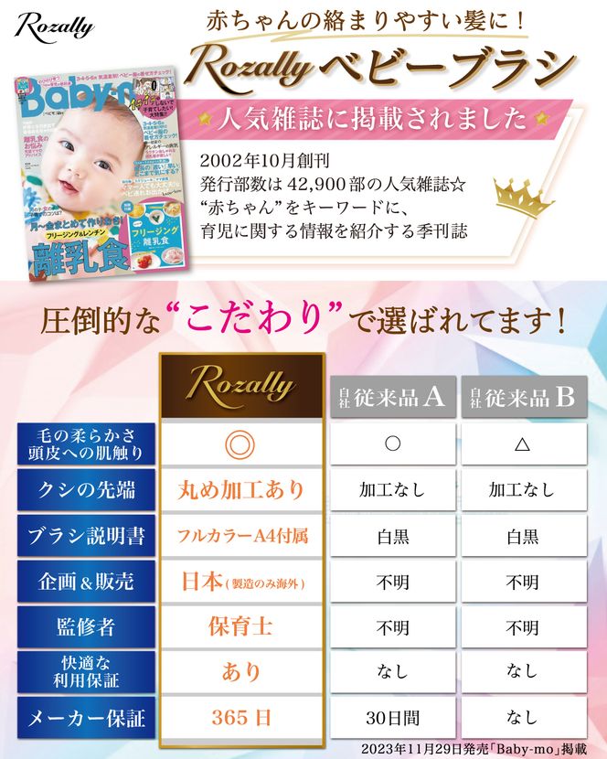 【保育士が監修】 ベビーブラシ ベビーヘアブラシ 赤ちゃん 【kw0286-0016】