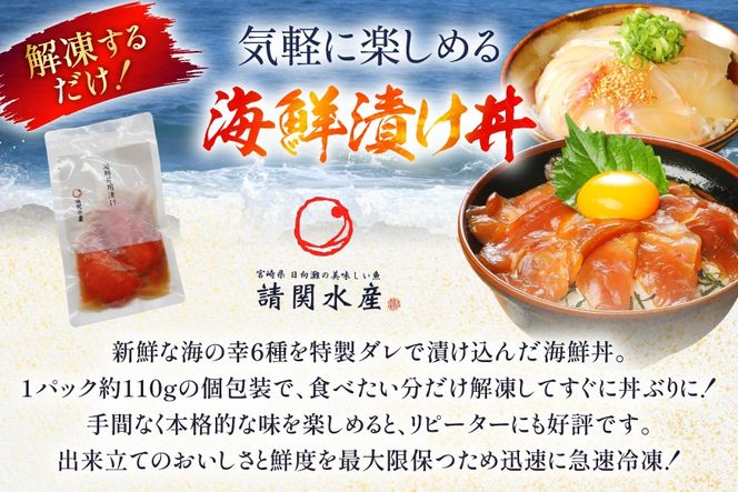 海鮮丼 6種の贅沢食べ比べ丼 1p約110g 6p 真空パック [請関水産 宮崎県 日向市 452061668] 海鮮丼の具 海鮮 海鮮丼セット 食べ比べ 丼 冷凍 ギフト 漬け丼 ぶり マダイ 真鯛 かんぱち カンパチ まぐろ マグロ サーモン かつお カツオ