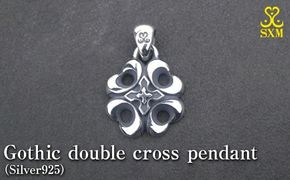 Gothic double cross pendant ゴシック ダブル クロス ペンダント ｜ シルバー アクセサリー 十字架 モチーフ 925 ペンダントトップ ネックレス チャーム ジュエリー アクセ ファッション ハンドメイド 人気 シンプル ギフト プレゼント 年末年始 お中元 お歳暮 内祝い 快気祝い