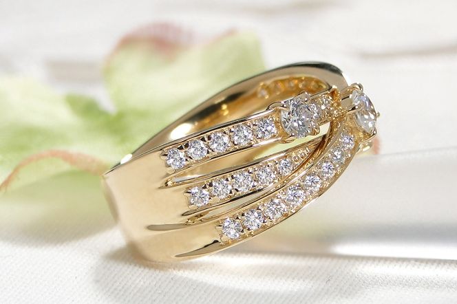 K18YG ハート＆キューピッド ダイヤモンド リング 【0.98ct】鑑別カード・スコープ付 CSR00363-18Y SWAV079