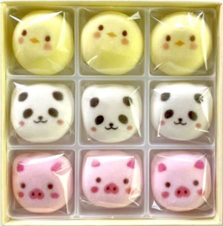 〈京の老舗和〉かわいい「和スイーツ」セット（ねこもにゃか＆あにまろ＆ラムネ金平糖）〈スイーツ お菓子 和菓子 生菓子 最中 もなか粒あん マシュマロ 白餡 金平糖 こんぺいとう ラムネ 加工食品〉 