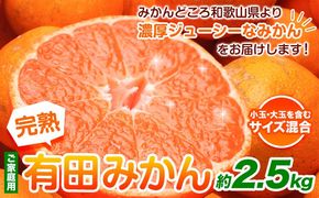 家庭用 完熟 有田みかん 2.5kg+75g （傷み補償分）【光センサー選果】池田鹿蔵農園@日高町（池田農園株式会社）《11月中旬-1月末頃出荷》和歌山県 日高町 訳あり わけあり みかん【配送不可地域あり】---wsh_idn147_11c1m_24_7000_2500g---