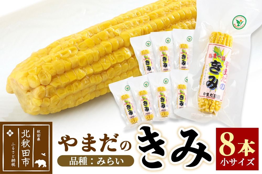 とうもろこし(レトルト真空パック)「やまだのきみ」 みらい 8本セット(小さいサイズ)|ymdf-00002