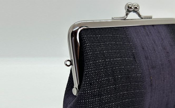 がま口ポーチM ぜんまい紬 濃紫 ファッション小物 財布 ファッション 