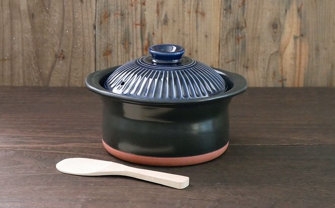 【萬古焼（ばんこやき）】セラミック加工ＩＨごはん鍋2合炊（レシピ付き）菊花瑠璃釉-[A119-3]