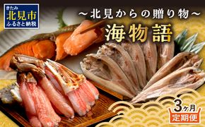 【3ヶ月定期便】 海物語～北見からの贈り物～ ( 海鮮 海の幸 定期便 ホッケ カニ さけ しゃけ 紅鮭 蟹 かに ほっけ 魚 逸品 )【999-0204】