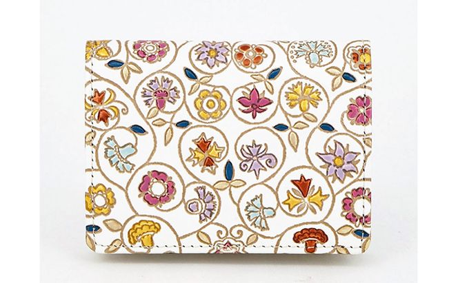【文庫屋大関】箱まち小銭入れ　金唐小花【皮革工芸品】 ファッション小物 財布 民芸品 
