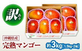 【2026年発送】 訳あり 完熟マンゴー 約3kg (約1.5kg (3～6玉) ×2箱) マンゴー 沖縄 果物 フルーツ ギフト 沖縄市 / ちゃんぷる～市場 [BCAA003]