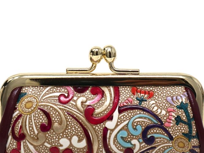 【文庫屋大関】印鑑ケース　乱菊＜赤紫＞【皮革工芸品】 ファッション小物 民芸品 