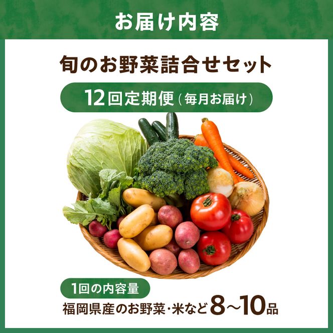 【定期便／年12回／毎月お届け】【道の駅むなかた】 旬のお野菜詰合せセット_HB0124