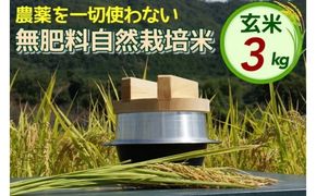 米 令和6年産 自然栽培米 にこまる ＜農薬を一切使わない無肥料栽培＞ 玄米 3kg 《新米 京都丹波産 無農薬米栽培向き 厳選品種》