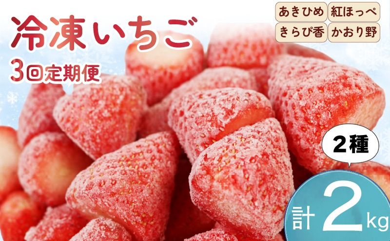 いちご [全3回定期便] 冷凍 いちご 計2kg セット 紅ほっぺ 章姫 きらぴ香 かおり野 フルーツ 果物 イチゴ フローズン スムージー ヨーグルト 苺 静岡県 藤枝市