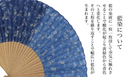 【杉山江見堂】藍染「糸入り落水扇子」藍染扇子（７寸５分３０間）　男性向け 扇子 せんす 藍染め 贈答 ギフト 父の日 プレゼント