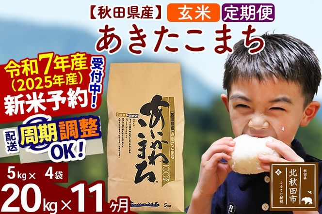 ※令和7年産 新米予約※《定期便11ヶ月》秋田県産 あきたこまち 20kg【玄米】(5kg小分け袋) 2025年産 お届け周期調整可能 隔月に調整OK お米 藤岡農産|foap-20811