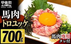 【毎月500セット限定】馬肉 トロユッケ700g （専用たれ付き）- 馬肉ユッケ 馬刺しユッケ 特殊加工 低温調理 レア食感 自家製タレ付 冷凍 人気 おすすめ 熊本県 甲佐町