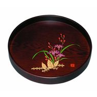 木製丸盆 深型 黒檀杢 山路（金蒔絵・盛絵） ［YG471］ 303446_CC469